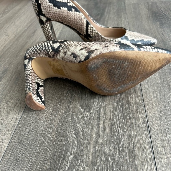 Aldo snakeskin print pointed toe black beige block high heels- size 8.5 - Picture 4 of 6